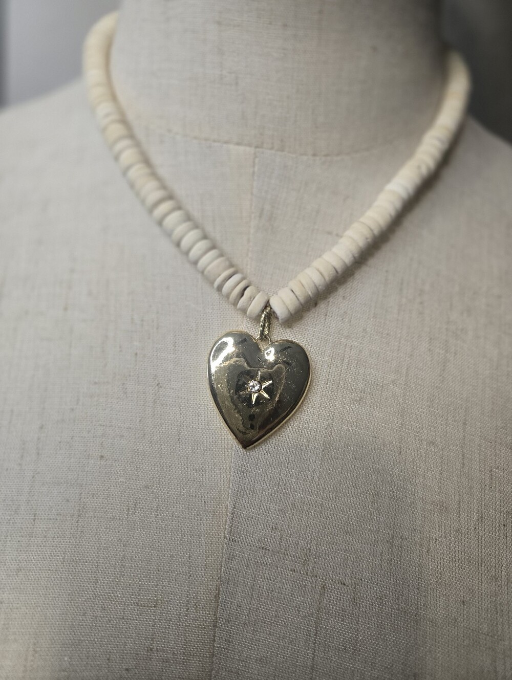Altar'd State Cream Necklace with Heart Pendant